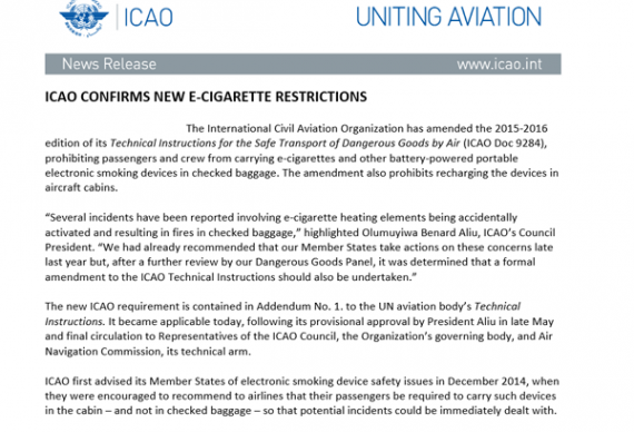 Международные перелёты и правила перевозки электронных сигарет