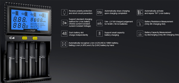 MiBoxer C4 - новая интеллектуальная зарядка для ваших аккумуляторов