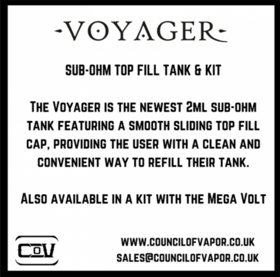 Voyager Sub-Ohm Tank - атомайзер, который полностью отвечает требованиям TPD