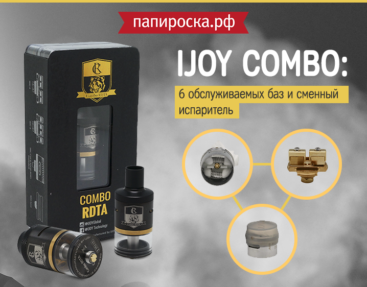 Новое поступление: Сменные базы и испаритель для бакомайзера iJoy Combo RDTA в Папироска.рф !