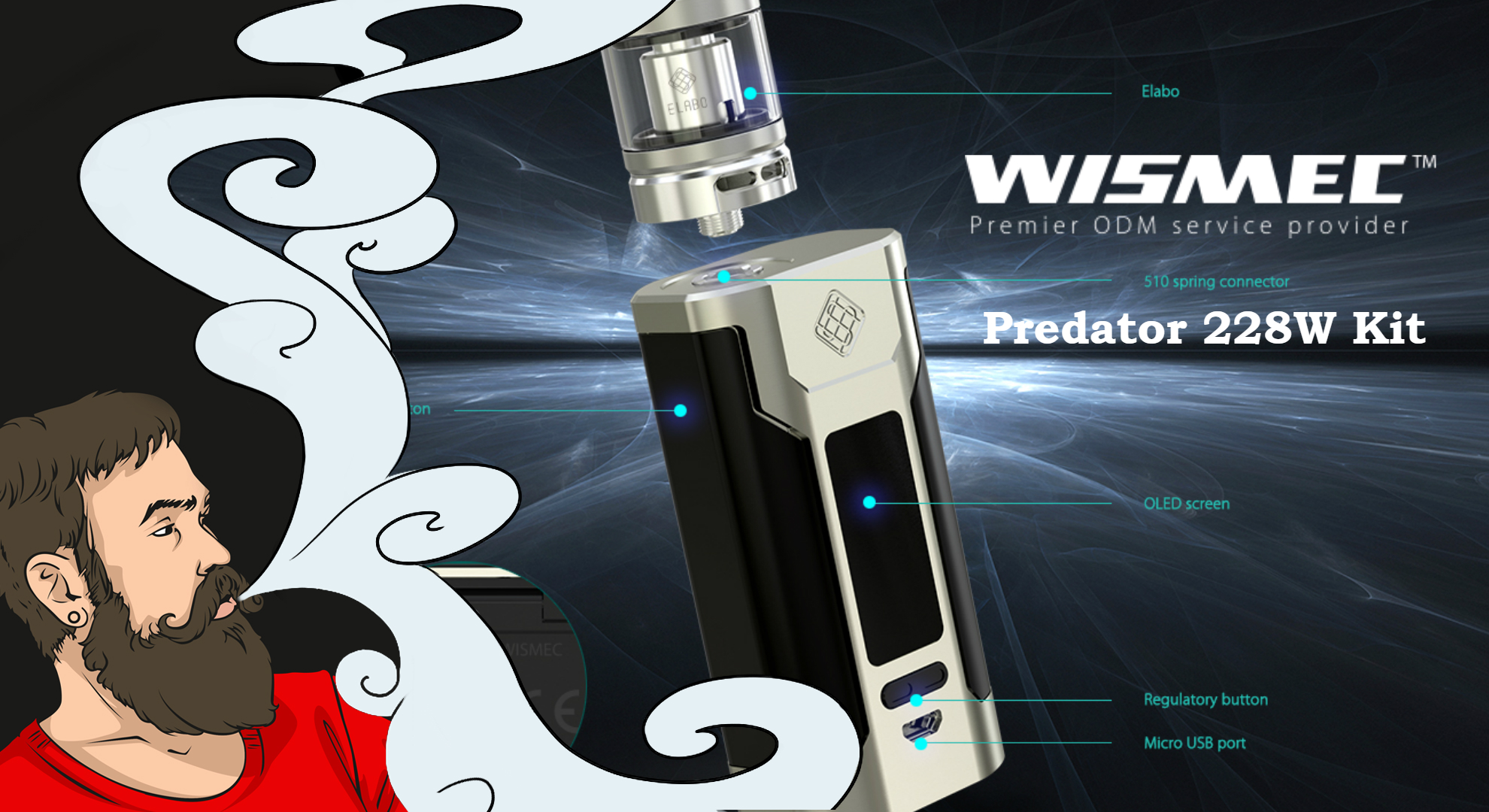 Vape обзор №169. Wismec Predator 228W Kit \ Elabo Clearomizer