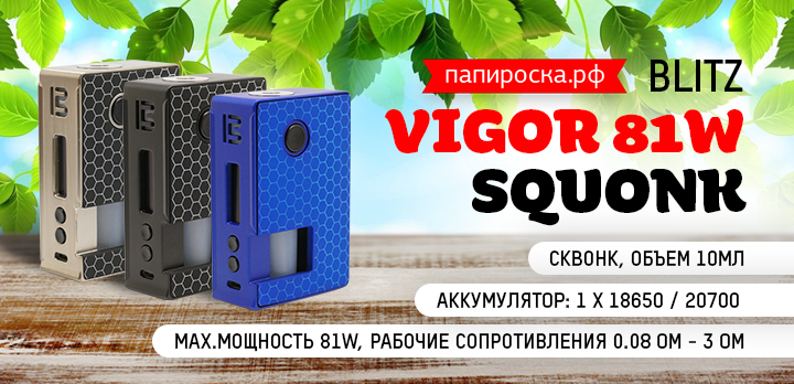 Достойный конкурент - Blitz Vigor 81W Squonk в Папироска РФ !