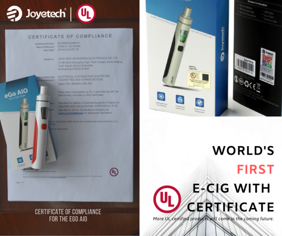 Joyetech eGo AIO проходит сертификат UL
