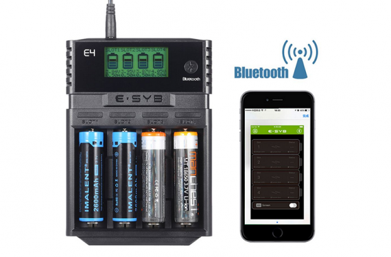 Неплохое зарядное устройство на 4 слота с Bluetooth и приложением на телефон. (ESYB E4)