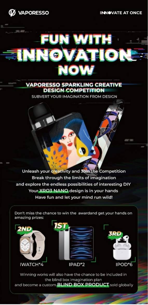 Бренд Vaporesso запустил конкурс по креативному дизайну для Vaporesso Sparkling